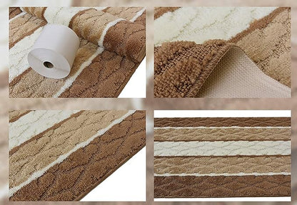 Custom Cut Hallway Runner Rug, Slip Resistant, 31 Inch Wide X Your Choice of Length, Damask Beige, 31 Inch X 16 feet