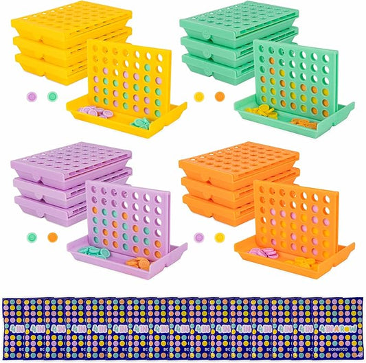 BONNYCO 4 in a Row Pack of 16 Birthday Party Favors for Kids Age 5-12. Classroom Prizes for Students, Bulk Gifts, Mini Travel Board Games and Toys, Goodie Bags and Pinata Stuffers