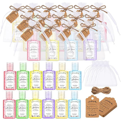 Frienda 24 Sets Christmas Thank You Hand Sanitizer Bulk Gift Set Mini Travel Size Hand Sanitizers with Organza Bags Tags Appreciation Gift for Women Employee Coworker Team Teacher Nurse Graduation