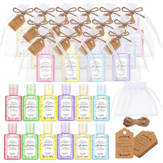 Frienda 24 Sets Christmas Thank You Hand Sanitizer Bulk Gift Set Mini Travel Size Hand Sanitizers with Organza Bags Tags Appreciation Gift for Women Employee Coworker Team Teacher Nurse Graduation