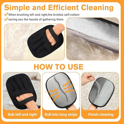 3 PCS Pet Hair Removal Glove for Dogs & Cats, Upgraded Five-Finger The Magic Brush Pets Hair Gloves Reusable Electrostatic Fur Remover for Couch, Clothing, Carpet, Furniture, Car Seats
