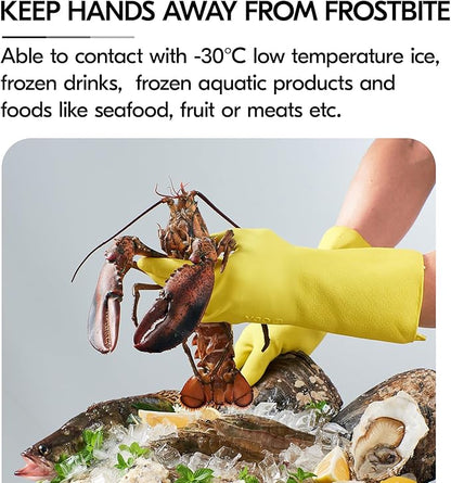 Vgo... 1 Pair Household Cleaning Gloves Infused with Rresh Rich Aromas, Lined Dishwashing Gloves,Long Sleeves Kitchen Gloves, Bathroom Cleaning, Gardening, Pet Care(Yellow,Size XL,TP1117)