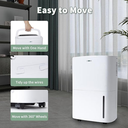 Uhome 150 Pints Dehumidifier with Pump - 7000 Sq. Ft Quiet Dehumidifier for Home, Large Basement, Storages and Large Rooms with 1.85Gallon Water Tank