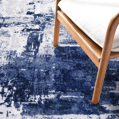 KOZYFLY Small Area Rug 2x3 Rug Entryway Rugs Indoor Non-Slip Modern Abstract Machine Washable Rug Navy Blue, Kitchen Mats for Floor Front Door Rug with Low Pile Small Carpet Floor Mats for Home