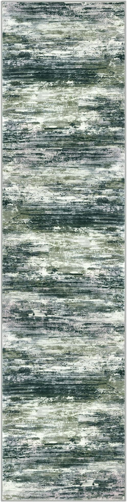 KOZYFLY Modern Abstract Hallway Runner Rug, 2x8 Kitchen Rugs Non-Slip Washable Soft Striped Runner Rugs, Print Green Yellow Carpet Runner for Entryway Bathroom Laundry Room Foyer