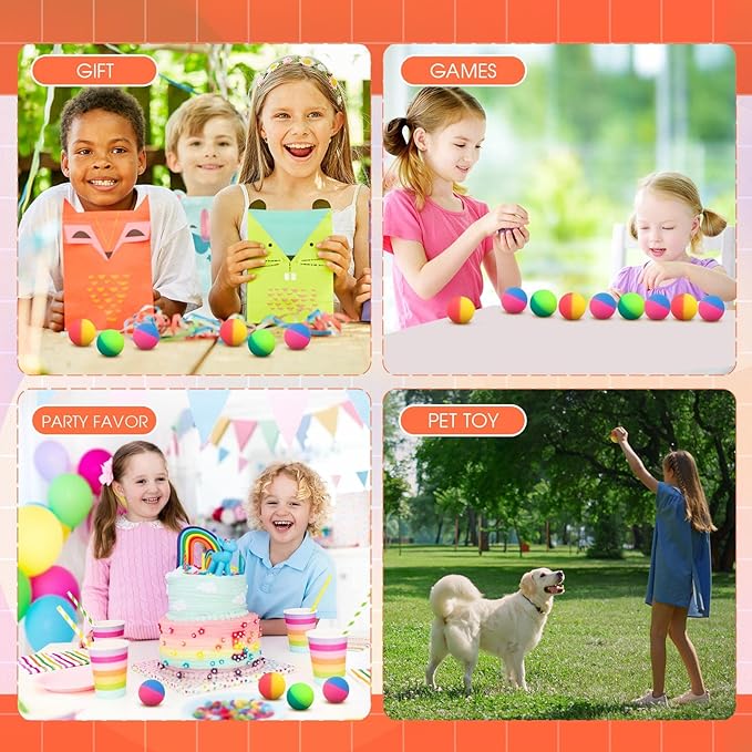Jenaai 100 Pcs 45 mm/1.77 Inch Bouncy Balls for Kids, Large Rubber High Bouncing Balls in Bright Assorted Multi Colors Bulk for Birthday Party Favors Easter Classroom Carnival Prizes Gift