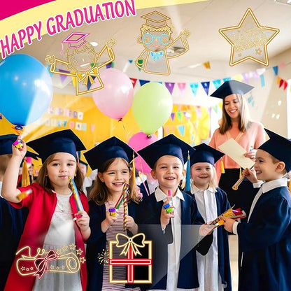 24PCS Preschool Graduation Party Favors-LED Finger Lights：Glow-in-the-Dark Light-Up Toys Bulk for Kids, Kindergarten Congrats Grad Theme Party Supplies, Party Goodie Bags,Classroom Prizes,Fun Gifts