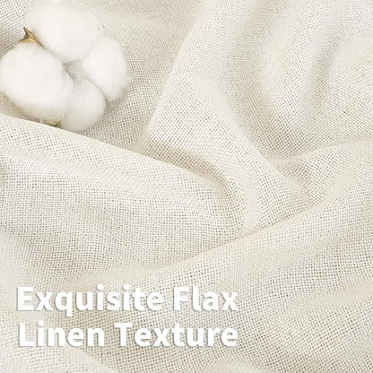 YoungsTex Ivory Linen Curtains 40 Inch Length for Kitchen Window, Short Semi Sheer Drapes Light Filtering with Bronze Grommet Privacy for Cafe Bathroom Windows, 42 x 40 Inch, 2 Panels
