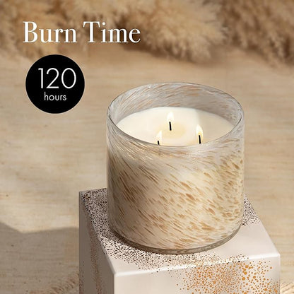 LAFCO New York Holiday 3-Wick Candle, White Maple Bourbon - 30 oz - 120-Hour Burn Time - Reusable, Hand Blown Glass Vessel - Made in The USA