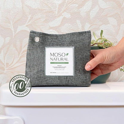Moso Natural Air Purifying Bag 300g (10.58oz) Premium Bamboo Charcoal Odor Absorber for Home & Pet, Closet Odor Eliminator & Small Room Deodorizer, Charcoal Bags Last 2 Years, Unscented