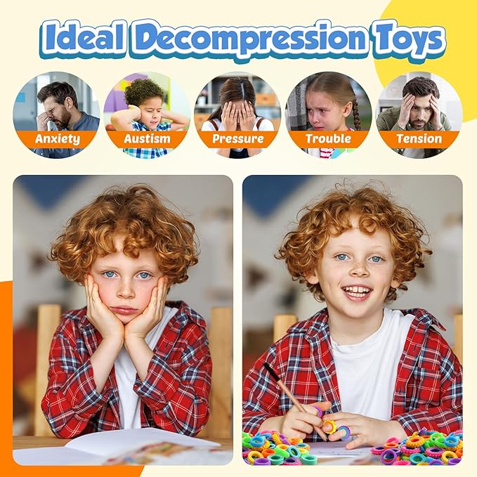 Fidget Toys Party Favors for Kids: 50 Pack Spinner Rings Bulk - Treasure Box Stress Toys for Teacher Classroom Prizes - Easter Basket Stuffers Bulk for Birthday Party Gifts