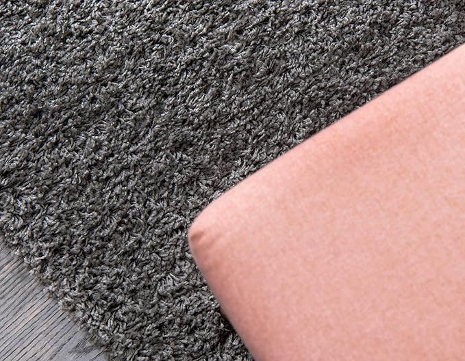 Unique Loom Solid Shag Collection Area Rug (8' x 11' Rectangle, Graphite Gray)