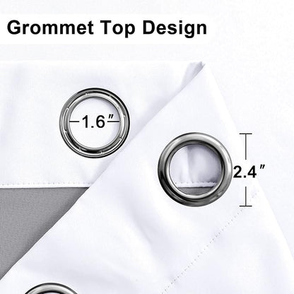 XWZO White Blackout Curtains with Tiebacks - Heat and Full Light Blocking Window Panels with Grommets for Bedroom/Nursery, 84 Inches Long Thermal Insulated Draperies, White, W42 x L84, Set of 2