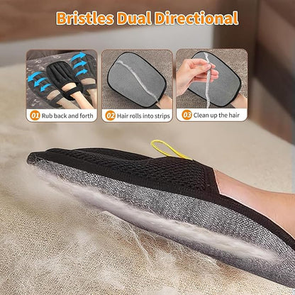 Pet Hair Removal Glove,Magic Brush Pet Hair,Five-Finger Electrostatic pet Hair Remover Glove,Laundry/Couch/Carpet/Car Seat for 2025 New Reusable Magic Brush Cat & Dog Remover Tool(2 Pcs)