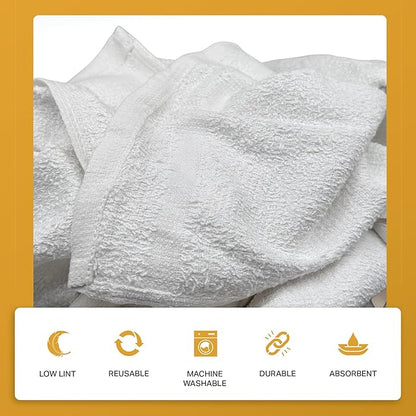 Angel-in-Armor White Terry Cloth Rags (12” x 12”) – 20Ib Bulk Box of 100% Cotton Cleaning Rags (240 Units) – Reclaimed Towels for Plumbers, Shop Use, Janitorial, and Commercial Cleaning
