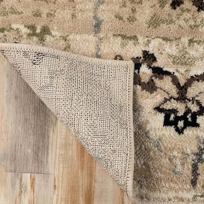 Superior Indoor Area Rug, Jute Backing, Modern Floral Rugs for Entryway, Kitchen Floors, Office Floor Cover, Medallion Damask Rugs, Caldwell Collection, 8' x 10', Beige