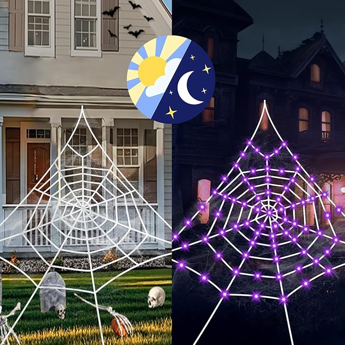 Giant Spider Webs Decoration Outdoor,Halloween Spider Web for Scary Halloween Yard Decorations,Halloween Decorations Outdoor