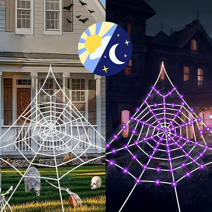 Giant Spider Webs Decoration Outdoor,Halloween Spider Web for Scary Halloween Yard Decorations,Halloween Decorations Outdoor