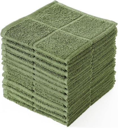 Glynniss Dishcloths Kitchen Highly Absorbent Dish Rags 100% Cotton Dish Cloths for Washing Dishes (Garden Green)