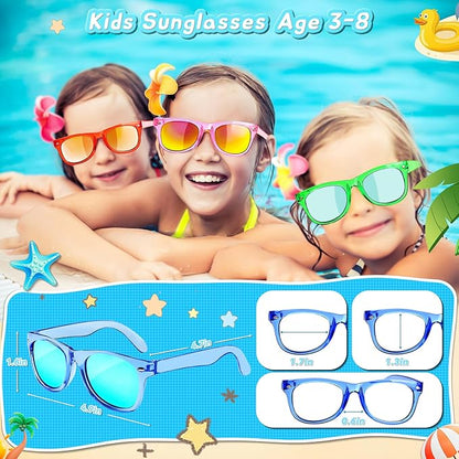GKTZ Kids Sunglasses Party Favors - Boys Girls Age 3-8 Birthday Goodie Bags Stuffers, Neon Sunglasses with UV 400 Protection for Kids Classroom Favors - 24 Packs