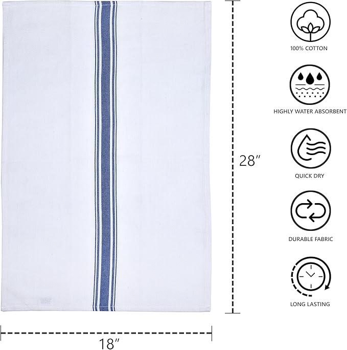 100% Cotton Herringbone Kitchen Towels – Ultra Absorbent, Fast-Drying Dish Towels – Soft, Lint-Free & Durable Tea Towel with Hanging Loop – Oversized 18x28 Inches – Red (Set of 4)