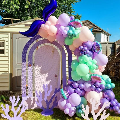 Mermaid Party Balloon Set, 60 Pcs 12 Inches Metallic Purple Pink Green Blue Latex Balloons for Girls Mermaid Birthday Decoration Baby Shower Birthday Under The Sea Party Decorations