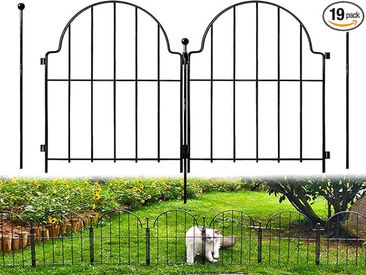 Garden Fence, 22 in(H) x 21 ft(L) Arched Rustproof Metal No Dig Fence Garden Fence Border, Ground Stake Animal Barrier Fence for Rabbit Dog, Outdoor Landscape Decor for Yard & Patio,19 Pack