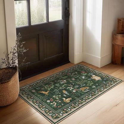 Machine Washable Throw Rugs for Entryway: Door Mat Indoor Entrance 2x3 Rug Small Area Rug Non-Slip Low Pile Soft Kitchen Rug for Front Door Indoor Entrance Entry Bedside Kids Room