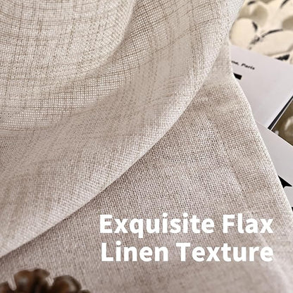 YoungsTex Short Natural Linen Curtains 45 Inch Length 2 Panels Pinch Pleated Light Filtering Textured Window Drapes for Bedroom Kitchen Cafe Privacy Back Tab, 40 X 45 Inch