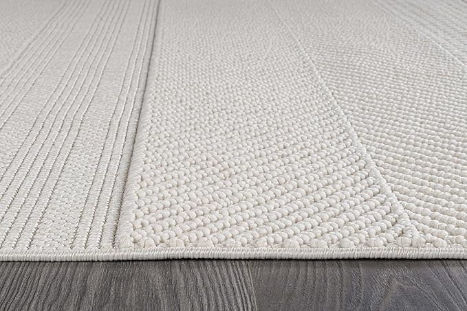Beverly Rug Micro Loop Large Area Rug White 10x14 Modern Luxury Boho Geometric Durable Indoor Area Rugs for Living Dining Room Office Stain Resistant Non Shedding Casual Indoor Carpet White 10 x 14