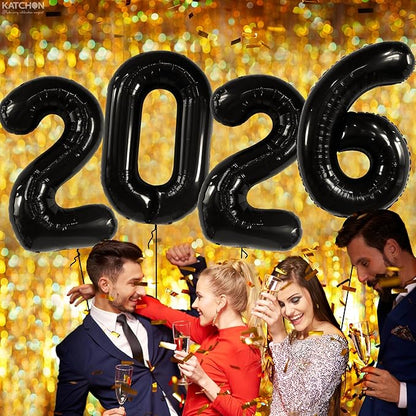 KatchOn, Giant Black 2026 Balloons – 42 Inch | New Year Balloons | 2026 Balloon Numbers | Black Balloon for New Years Decorations 2026 | NYE Decorations | New Years Eve Party Supplies 2026