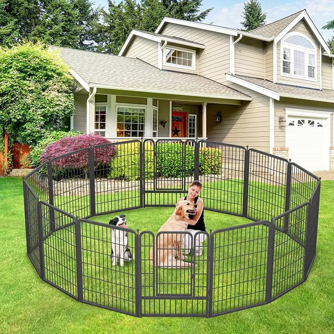 Dog Playpen 40" Height 34 Panels Portable Pet Fence Outdoor for Yard Puppy Playpen Indoor Dog Pen Outdoor for Medium/Small Pet Heavy Duty Pet Playpen for RV, Camping, Yard