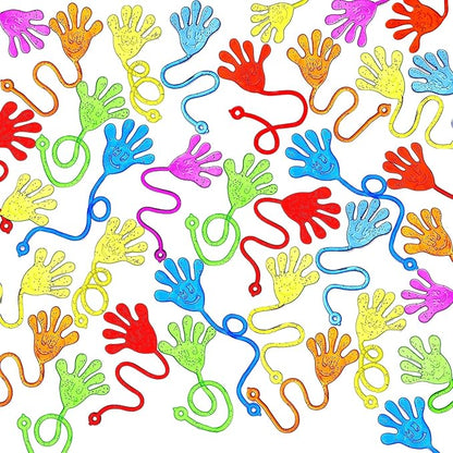 JOYIN 240Pcs Glitter Sticky Hands Party Favors, Party Table Favors Set for Kids, Holiday Traditions, Classroom Treasure Box Carnival Prizes Bulk Pinata Stuff Mini Toys, Christmas goodie bags