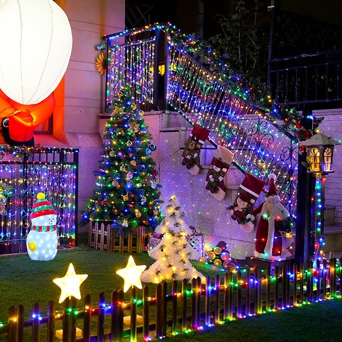 JMEXSUSS 2 Pack Multicolor Fairy Lights Battery Operated, Total 200 LED 66ft Indoor Christmas Twinkle Lights with Remote, 8 Modes Multicolor String Lights for Bedroom Wedding Birthday Party