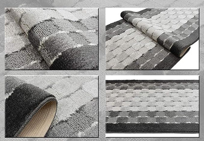 Custom Cut Hallway Runner Rug, Slip Resistant, 31 Inch Wide X Your Choice of Length, Checkered Anthracite, 31 Inch X 20 feet
