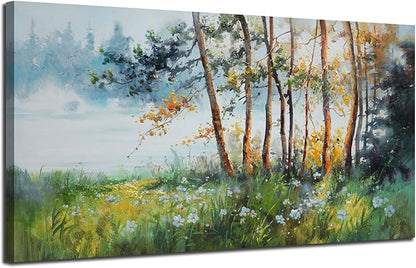 Ardemy Nature Canvas Wall Art Green Forest Pictures Wall Decor Living Room Landscape Tree Textured Paintings Artwork Bedroom Dining Room Kitchen Home Office, 58"x29"