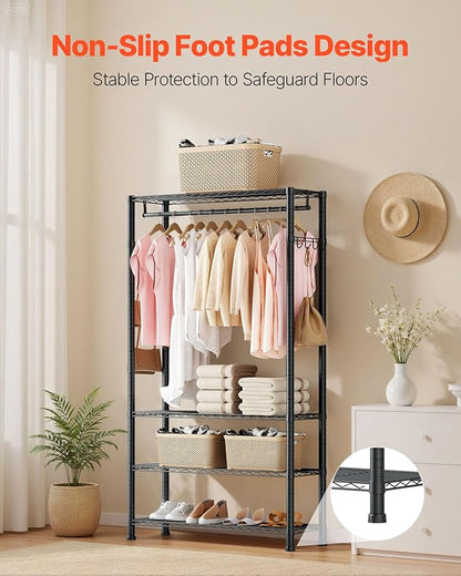 VEVOR Clothing Garment Rack, Heavy Duty Closet Wardrobe, Adjustable Tiers Clothes Racks with Steel Frame, for Bedroom, Clothing Store, Hallway
