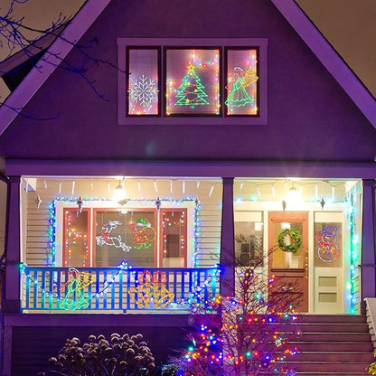 Christmas Decorations - 16" Christmas Window Silhouette Lights - 4 Pack Colour Lighted Christmas Tree ＆ Snowman ＆ Santa ＆Bell for Holiday Indoor and Outdoor Wall Door Window Decorate