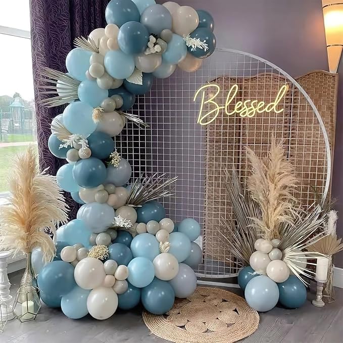 PartyWoo Dusty Blue Balloons 50 pcs 12 Inch Matte Boho Grey Blue Balloons for Graduation Baby Shower Gender Reveal Under the Sea New Born Birthday Party Decorations Blue-F55