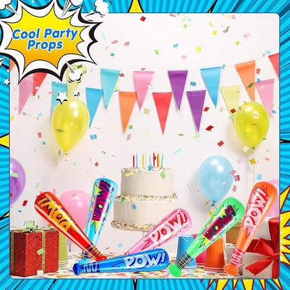 Seematn 32 Pcs Pow Inflatable Baseball Bats 17 Inch Inflatable Blow up Bats for Kids Carnival Game Prizes Bulk Baseball Party Favors Carnival Hero Sports Prizes (Mixed Color)