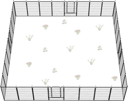 FXW Garden Fence Outdoor for The Yard – 45in(H) x 71.3ft(L) Heavy Duty Metal Animal Barrier for Dog and Rabbit, Decorative Dog Fence, 32 Panels, Black