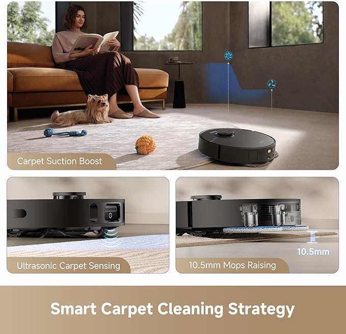DREAME L40s Ultra CE Robot Vacuum and Mop with Auto-Empty, Mop Self-Cleaning, 13,000Pa Suction, Mop Raising, Ultrasonic Carpet Sensing, Ideal for Pet Hair, Carpet and Hard Floors, Easy Maintenance