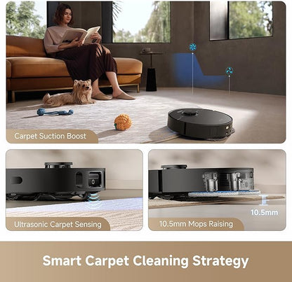 DREAME L40s Ultra CE Robot Vacuum and Mop with Auto-Empty, Mop Self-Cleaning, 13,000Pa Suction, Mop Raising, Ultrasonic Carpet Sensing, Ideal for Pet Hair, Carpet and Hard Floors, Easy Maintenance