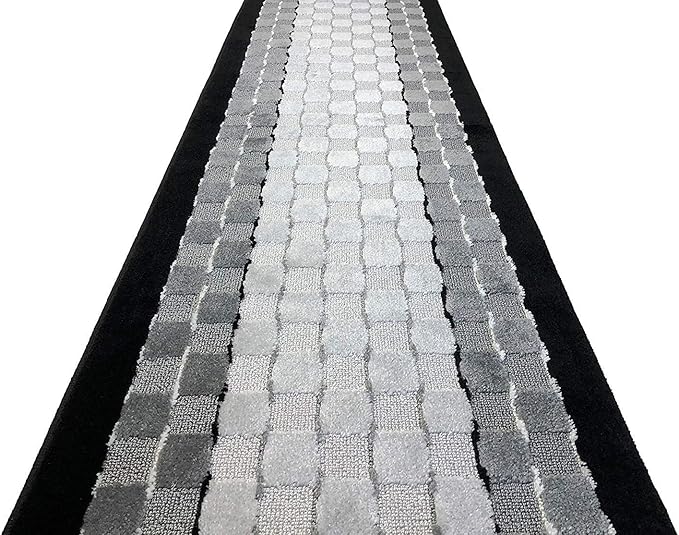 Custom Size Hallway Carpet Runner Rug, Slip Resistant, 31 Inch Wide X Your Choice of Length, Checkered Black, 31 Inch X 25 feet