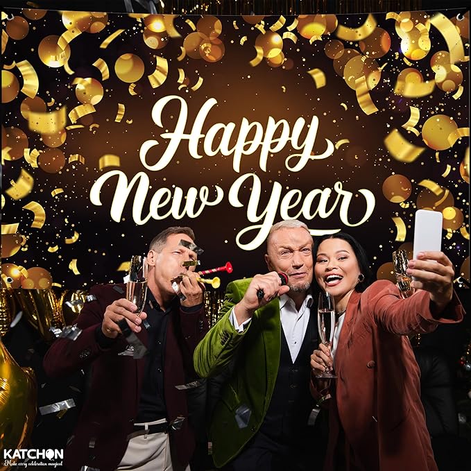 KatchOn, Happy New Year Banner 2026 - XtraLarge 72x44 Inch | Happy New Year Backdrop for Happy New Years Decorations 2026 | New Years Eve Party Supplies 2026 | NYE Banner for NYE Decorations 2026