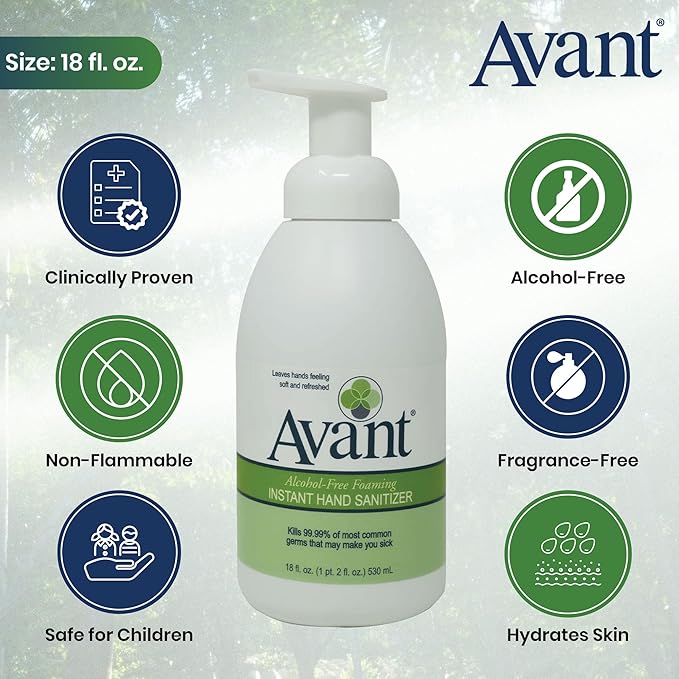Avant® Alcohol Free Foaming Hand Sanitizer, 18oz Bottle, 6-Pack bulk refill