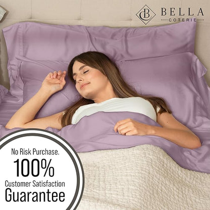 Bella Coterie Luxury Bamboo Viscose King Size Sheet Set | 100% Organically Grown | Ultra Soft | Cooling for Hot Sleepers | 18" Deep Pocket [Lilac]