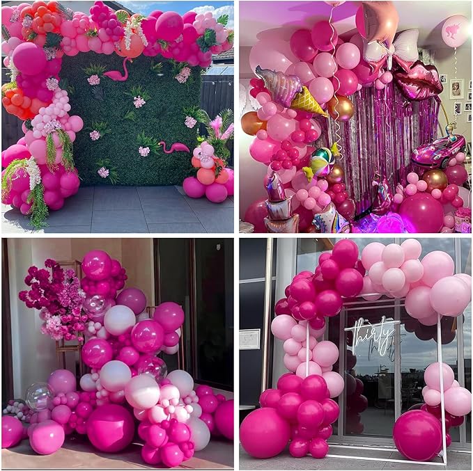Hot Pink Balloons, 12 Inch 30 Pcs Bright Neon Pink Party Balloon Magenta Fuschia Helium Balloon for Women Girls Birthday Princess Wedding Bridal Shower Summer Wedding Party Decor