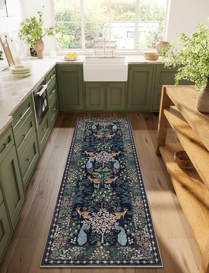 Washable Runners for Hallways Kitchen Rug: 2'6"x8' Runner Rug Stain Resistant Non Slip Low Pile Soft Carpet Runner Rug for Entryway Bedroom Beside Bathroom Laundry Room