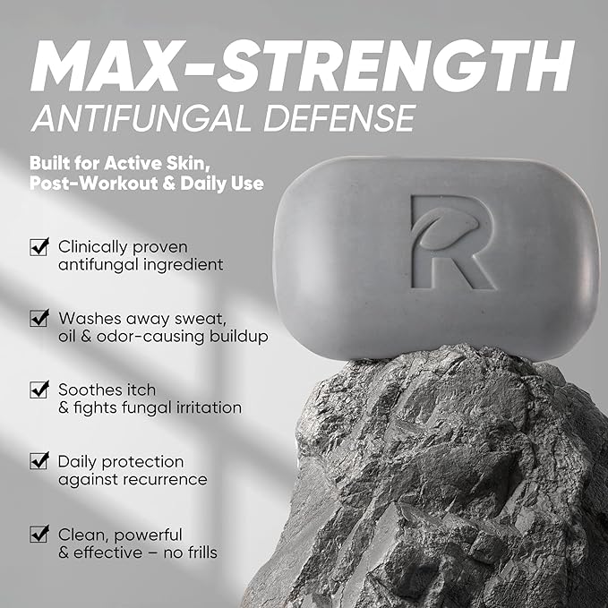 Roycederm Antifungal Soap Bar - Helps with Athlete’s Foot, Jock Itch, Ringworm for Active Skin - Relieves Itching Burning Scaling and Discomfort with Tea Tree Oil, Charcoal & Volcanic Ash
